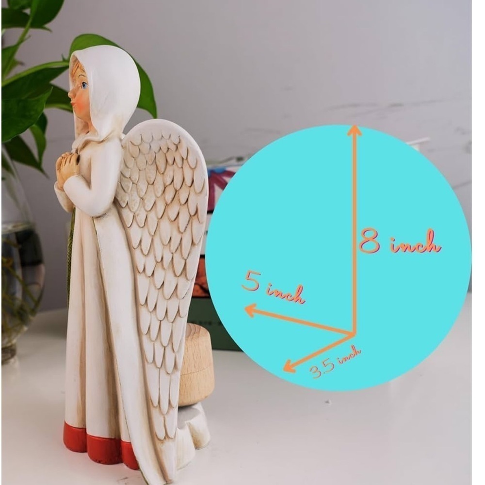 NIB indoor/outdoor Angel Figurine Resin 8” hidden Birch magnetic jewelry box - Picture 7 of 9